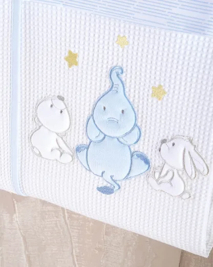 Rythmos Elephant Friends Σιελ - Koybeρτα Πικε Με Κεντημα 120X150