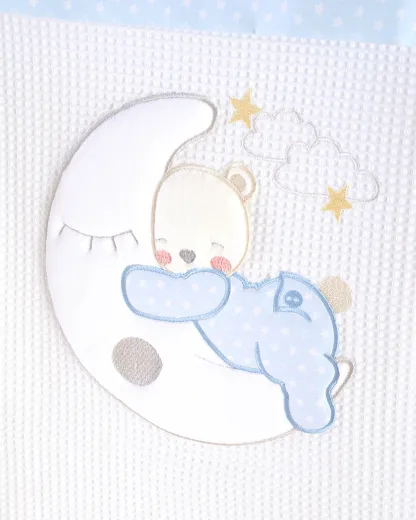 Rythmos Moon Swing Σιελ - Koybeρτα Πικε Με Κεντημα 120X150