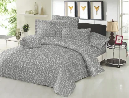 Σεντόνι ΚΟΜΒΟΣ Cotton Line NEW Printed Fern Grey Διπλό με λάστιχο 150x200+22