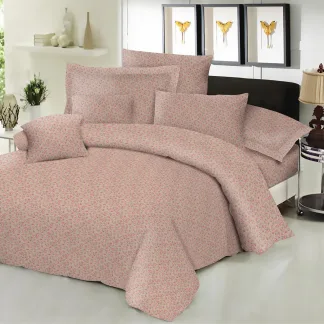 Σεντόνι ΚΟΜΒΟΣ Cotton Line NEW Printed Little Rose Beige Διπλό με λάστιχο 150x200+22