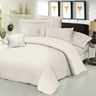 Σεντόνι ΚΟΜΒΟΣ Cotton Line NEW Printed Maze Beige Διπλό με λάστιχο 150x200+22