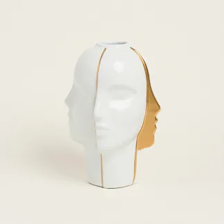 ΒΑΖΟ ΠΡΟΣΩΠΑ ΛΕΥΚΟ ΧΡΥΣΟ 30 cm   Beauty Home