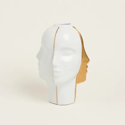 ΒΑΖΟ ΠΡΟΣΩΠΑ ΛΕΥΚΟ ΧΡΥΣΟ 30 cm   Beauty Home