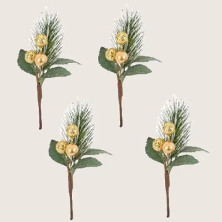 4 ΚΛΑΔΑΚΙΑ ΧΙΟΝΙΣΜΕΝΑ ΜΕ ΧΡΥΣΕΣ ΠΕΡΛΕΣ 10cm Beauty Home 4 ΚΛΑΔΑΚΙΑ ΧΙΟΝΙΣΜΕΝΑ ΜΕ ΧΡΥΣΕΣ ΠΕΡΛΕΣ 10cm Beauty Home