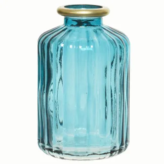 ΒΑΖΟ ΡΙΓΕ ΜΕ ΧΡΥΣΟ ΣΤΟΜΙΟ 6 x 10 cm  Πετρόλ Beauty Home