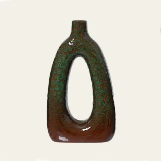 ΒΑΖΟ ΠΟΡΣΕΛΑΝΙΝΟ 18,5 x 6,8 x 32 cm  ΠΡΑΣΙΝΟ - ΚΑΦΕ     Beauty Home