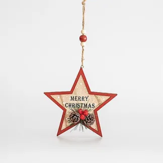 ΞΥΛΙΝΟ ΑΣΤΕΡΑΚΙ, MERRY CHRISTMAS, 15,5x1cm   Beauty Home