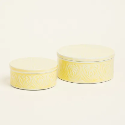 ΜΕΤΑΛΛΙΚΟ ΚΟΥΤΙ ΣΕΤ 2 ΤΕΜ ΚΙΤΡΙΝΟ 20 x 10 cm 16 x 8 cm   Beauty Home