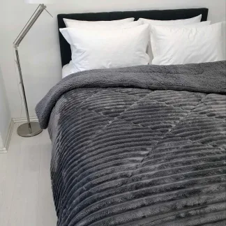 Κουβερτοπάπλωμα Le Blanc Flannel Comfort Υπέρδιπλο 220Χ240 700gsm WIDE CUT Dark Grey