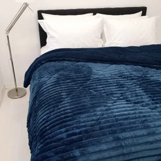 Κουβερτοπάπλωμα Le Blanc Flannel Comfort Υπέρδιπλο 220Χ240 700gsm WIDE CUT Navy
