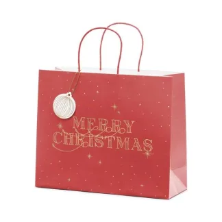 ΧΑΡΤΙΝΗ ΤΣΑΝΤΑ MERRY CHRISTMAS ΚΟΚΚΙΝΗ 32.5×26.5×11.5cm   Beauty Home