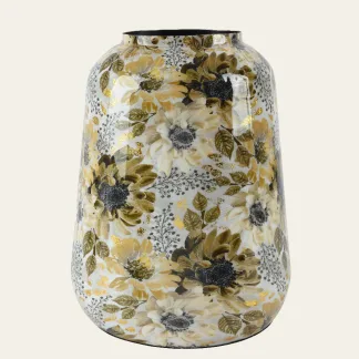 ΜΕΤΑΛΛΙΚΟ ΒΑΖΟ ΜΕ ΛΟΥΛΟΥΔΙΑ 26 x 26 x 32 CM   Beauty Home
