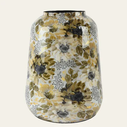ΜΕΤΑΛΛΙΚΟ ΒΑΖΟ ΜΕ ΛΟΥΛΟΥΔΙΑ 26 x 26 x 32 CM   Beauty Home