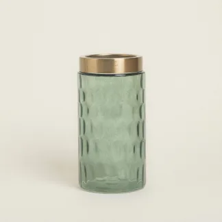 ΒΑΖΟ ΓΥΑΛΙΝΟ ΠΡΑΣΙΝΟ ΜΕ ΧΡΥΣΟ, 10X11X22CM   Beauty Home