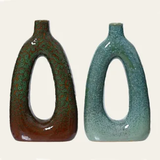 ΒΑΖΟ ΠΟΡΣΕΛΑΝΙΝΟ 18,5 x 6,8 x 32 cm  Πετρόλ Beauty Home