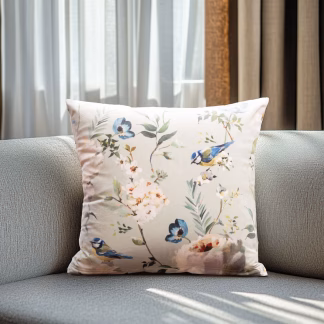 Μαξιλαροθηκη Βελουδο Peony And Bird