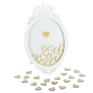 ΚΑΔΡΟ ΕΥΧΩΝ 40 x 24 cm + 40 ΞΎΛΙΝΕΣ ΚΑΡΔΙΕΣ 3.5 cm   Beauty Home