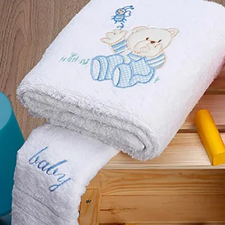 Sunshine Σετ πετσέτες κεντητές Bear 04 White/Blue