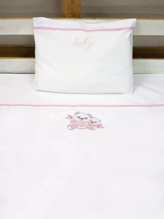 Σεντόνια κεντητά κούνιας Panda 02 Pink Κούνιας Σεντόνια κεντητά κούνιας Panda 02 Pink Κούνιας