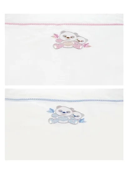 Sunshine Σεντόνια κεντητά κούνιας Panda 02 Blue Κούνιας