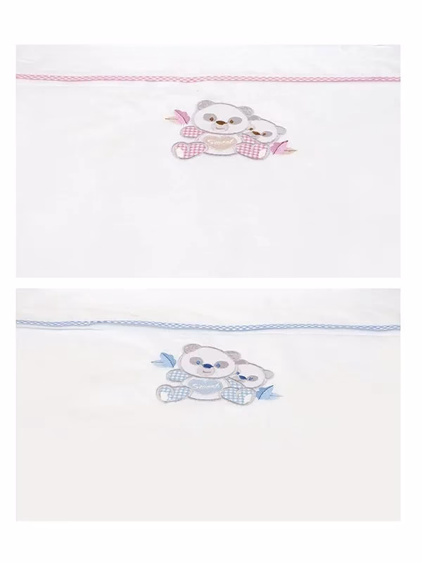 Σεντόνια κεντητά κούνιας Panda 02 Blue Κούνιας Σεντόνια κεντητά κούνιας Panda 02 Blue Κούνιας