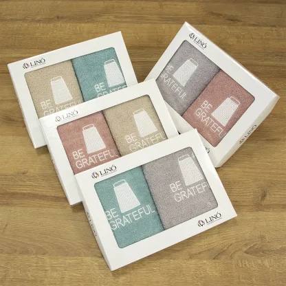 LINO ΣΕΤ ΠΕΤΣΕΤΕΣ BE GRATEFUL GREY-MINT 2ΤΜΧ