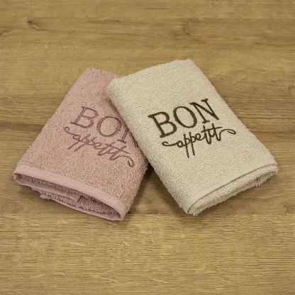 LINO ΣΕΤ ΠΕΤΣΕΤΕΣ BON APETTIT BEIGE-PINK 2ΤΜΧ