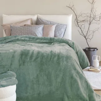 Palamaiki Κουβέρτα Βελουτέ 160x220 DREAM VELOUR/3 OLIVE