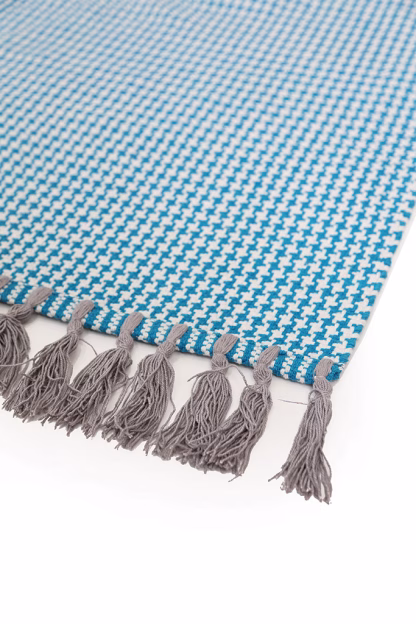 Χαλι Urban Cotton Kilim Houndstooth Caribbean Sea Royal Carpet 130x190cm
