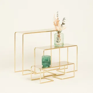 3 ΜΕΤΑΛΛΙΚΕΣ ΒΑΣΕΙΣ ΠΑΡΟΥΣΙΑΣΗΣ 27×29,5x10cm / 18×28,5x10cm / 9x27x10cm       Beauty Home