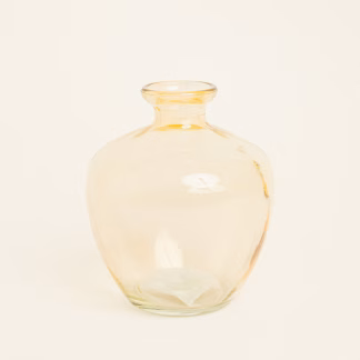 Beauty Home Γυάλινο Βάζο 14 x 16 cm  Κίτρινο