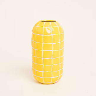 Beauty Home Βάζο Κεραμικό με Γραμμικό Σχέδιο 10 x 21 cm