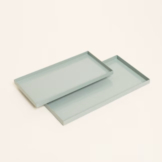 Beauty Home Μεταλλικοί Δίσκοι ΣΕΤ 2 ΤΜΧ 28 x 14 cm , 24 x 12 cm  SAGE GREEN