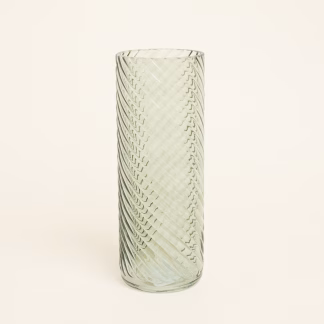 Beauty Home Γυάλινο Βάζο με Εφέ Στροβιλισμού 10cm x 26.5cm  Πράσινο