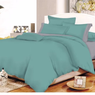 Σετ Σεντόνια ΚΟΜΒΟΣ Cotton Line Petrol - Grey Μονόχρωμα με Φάσα Μονά με λάστιχο 100x200+20