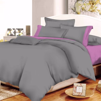 Σετ Σεντόνια ΚΟΜΒΟΣ Cotton Line Grey-Lilac Μονόχρωμα με Φάσα Μονά 160x240
