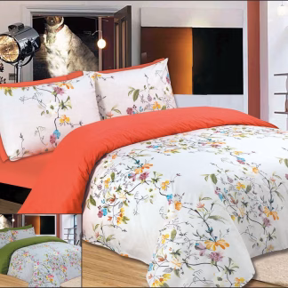 Σετ Σεντόνια Le Blanc Premium Flowers Peach Μονά με λάστιχο 100x200+33