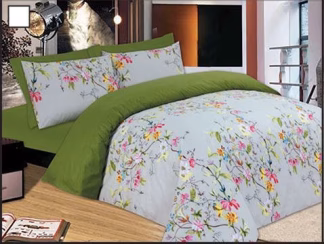 Σετ Σεντόνια Premium Flowers Green Μονά με λάστιχο 100x200+33 Σετ Σεντόνια Premium Flowers Green Μονά με λάστιχο 100x200+33