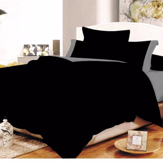 Σετ Σεντόνια ΚΟΜΒΟΣ Cotton Line Black  - Grey Μονόχρωμα με Φάσα Διπλά 200x240
