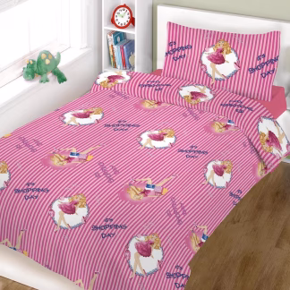 Σετ σεντόνια ΚΟΜΒΟΣ shopping girl με λάστιχο μονά 160x240