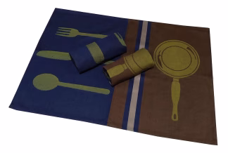 Σετ Ποτηρόπανα 3τεμ. Πικέ 100% Cotton 50x70 Kitchen Cutlery Brown-Dark Blue Σετ Ποτηρόπανα 3τεμ. Πικέ 100% Cotton 50x70 Kitchen Cutlery Brown-Dark Blue