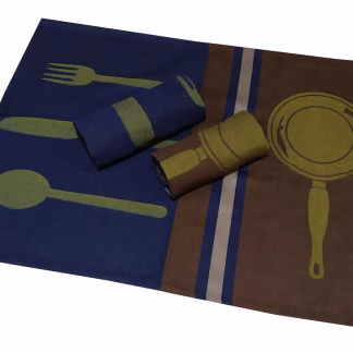 Σετ Ποτηρόπανα 3τεμ.ΚΟΜΒΟΣ Πικέ 100% Cotton 50x70 Kitchen Cutlery   Brown-Dark Blue
