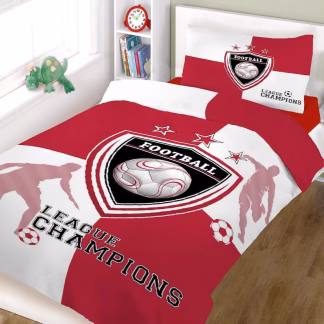 Σετ σεντόνια ΚΟΜΒΟΣ champions RED WHITE μονά 160x240