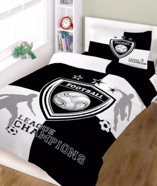 Σετ σεντόνια champions BLACK WHITE μονά 160x240 Σετ σεντόνια champions BLACK WHITE μονά 160x240