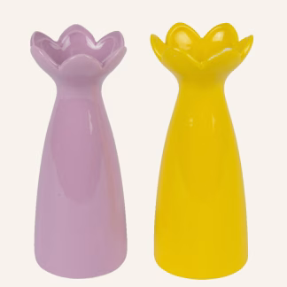 Beauty Home Βάζο Κεραμικό με  σχέδιο λουλουδιών 9.5cm x 24.5 cm  Λιλά