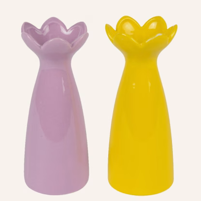 Beauty Home Βάζο Κεραμικό με  σχέδιο λουλουδιών 9.5cm x 24.5 cm  Λιλά