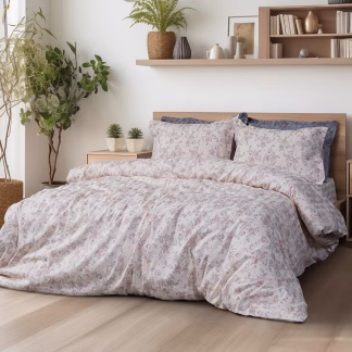 Beauty Home Σετ κουβερλί υπέρδιπλο Art 12213 Renata 100% Βαμβακοσατέν 300tc 220x240 Μπεζ