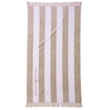Greenwich Polo Club Πετσετα Θαλασσης 90Χ170 3729 Taupe - White Taupe - White