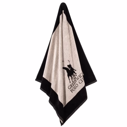 Greenwich Polo Club Πετσετα Θαλασσης 90Χ180 3858 Black - Ecru Black - Ecru