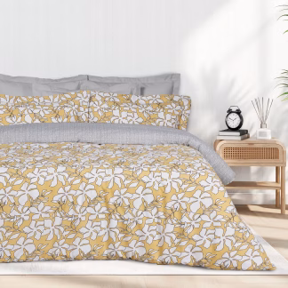 Das Home Σετ Σεντονια Μονα Με Λαστιχο Casual 5432 Ochre - White Ochre - White